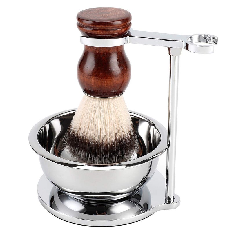 PerPro Deluxe Stainless Shave Razor Stand + Shaving Soap Bowl with Shaving Brush,Compatible with Gillette Fusion,Double Edge Safety Razor,Cartridge Razor - Image 1